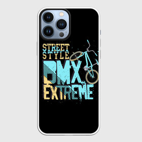 Чехол для iPhone 13 Pro Max с принтом Street style в Курске,  |  | background | bike | black | bmx | drawing | extreme | graphics | movement | power | splashes | sport | spots | street | style | брызги | велосипед | графика | движение | жёлтый | надпись | пятна | рисунок | сила | синий | спорт | стиль | текст | уличный |