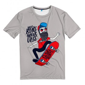 Мужская футболка 3D с принтом Skaterboard в Курске, 100% полиэфир | прямой крой, круглый вырез горловины, длина до линии бедер | 