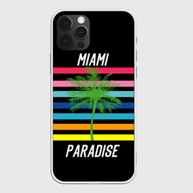 Чехол для iPhone 12 Pro Max с принтом Miami Paradise в Курске, Силикон |  | america | city | colorful | drawing | grap | miami | palm tree | paradise | recreation | resort | stripes | tree | usa | world | америка | город | графика | дерево | курорт | майами | мировой | надпись | отдых | пальма | полосы | разноцветные | рай | рису