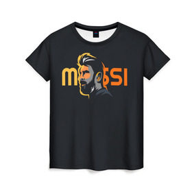 Женская футболка 3D с принтом Lionel Messi в Курске, 100% полиэфир ( синтетическое хлопкоподобное полотно) | прямой крой, круглый вырез горловины, длина до линии бедер | 