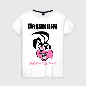 Женская футболка хлопок с принтом Green Day в Курске, 100% хлопок | прямой крой, круглый вырез горловины, длина до линии бедер, слегка спущенное плечо | green day | greenday | punk | rock | грин дэй | группы | музыка | панк | рок