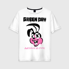 Женская футболка хлопок Oversize с принтом Green Day в Курске, 100% хлопок | свободный крой, круглый ворот, спущенный рукав, длина до линии бедер
 | green day | greenday | punk | rock | грин дэй | группы | музыка | панк | рок