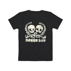 Детская футболка хлопок с принтом Green Day в Курске, 100% хлопок | круглый вырез горловины, полуприлегающий силуэт, длина до линии бедер | 