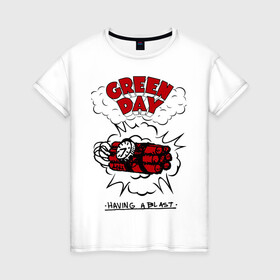 Женская футболка хлопок с принтом Green Day в Курске, 100% хлопок | прямой крой, круглый вырез горловины, длина до линии бедер, слегка спущенное плечо | green day | greenday | punk | rock | грин дэй | группы | музыка | панк | рок