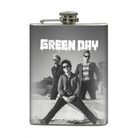 Фляга с принтом Green Day в Курске, металлический корпус | емкость 0,22 л, размер 125 х 94 мм. Виниловая наклейка запечатывается полностью | Тематика изображения на принте: green day | greenday | punk | rock | грин дэй | группы | музыка | панк | рок