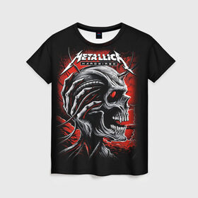Женская футболка 3D с принтом Metallica в Курске, 100% полиэфир ( синтетическое хлопкоподобное полотно) | прямой крой, круглый вырез горловины, длина до линии бедер | heavy metal | metal | metallica | группы | метал | металлика | музыка | рок | трэш метал | хєви метал