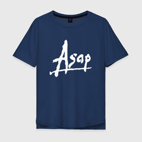Мужская футболка хлопок Oversize с принтом ASAP ROCKY в Курске, 100% хлопок | свободный крой, круглый ворот, “спинка” длиннее передней части | 