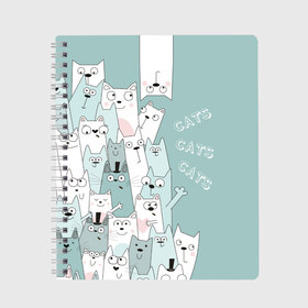 Тетрадь с принтом Cats в Курске, 100% бумага | 48 листов, плотность листов — 60 г/м2, плотность картонной обложки — 250 г/м2. Листы скреплены сбоку удобной пружинной спиралью. Уголки страниц и обложки скругленные. Цвет линий — светло-серый
 | background | bug ey | cats | drawing | font | funny | graphics | heap | inscription | kittens | mountain | pets | text | весёлые | гора | графика | домашние | животные | коты | котята | куча | надпись | праздник | пучеглазые | радость | рисунок | румянец 