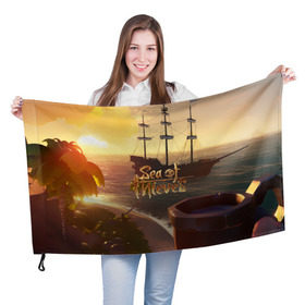 Флаг 3D с принтом Sea of Thieves в Курске, 100% полиэстер | плотность ткани — 95 г/м2, размер — 67 х 109 см. Принт наносится с одной стороны | blade | captain | game | hat | ken | pirate | sea of thieves | snake | sword | tatoo | woman | игры | пираты