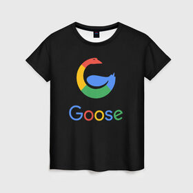 Женская футболка 3D с принтом GOOSE в Курске, 100% полиэфир ( синтетическое хлопкоподобное полотно) | прямой крой, круглый вырез горловины, длина до линии бедер | android | google | gussi | андройд | гуси