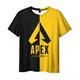 Мужская футболка 3D с принтом APEX LEGENDS YELLOW в Курске, 100% полиэфир | прямой крой, круглый вырез горловины, длина до линии бедер | apex | legend | legends | titanfall | апекс | арех | бангалор | бладхаунд | верхушки | гибралтар | каустик | лайфлайн | легенда | легенды | ледженд | леджендс | мираж | орех | рэйф | титанфол