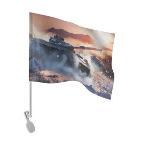 Флаг для автомобиля с принтом Танки в Курске, 100% полиэстер | Размер: 30*21 см | 23 февраля | tank | tanks | военные | война | вторая мировая | танк | танки | танкист | техника