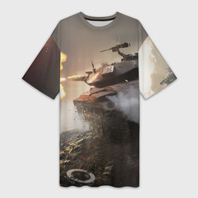 Платье-футболка 3D с принтом Танки в Курске,  |  | 23 февраля | tank | tanks | военные | война | вторая мировая | танк | танки | танкист | техника