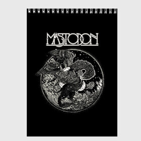 Скетчбук с принтом Mastodon в Курске, 100% бумага
 | 48 листов, плотность листов — 100 г/м2, плотность картонной обложки — 250 г/м2. Листы скреплены сверху удобной пружинной спиралью | Тематика изображения на принте: leviathan | mastodon | metal | sludge metal | stoner | грув метал | группы | мастодон | метал | музыка | рок