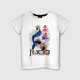 Детская футболка хлопок с принтом Judo в Курске, 100% хлопок | круглый вырез горловины, полуприлегающий силуэт, длина до линии бедер | борьба | единоборства | спорт