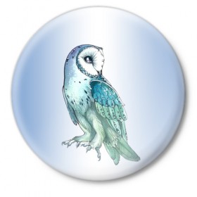 Значок с принтом сова в Курске,  металл | круглая форма, металлическая застежка в виде булавки | owl | ночь | птица | сова | филин