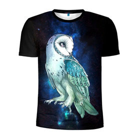 Мужская футболка 3D спортивная с принтом космическая сова в Курске, 100% полиэстер с улучшенными характеристиками | приталенный силуэт, круглая горловина, широкие плечи, сужается к линии бедра | owl | галактика | звезды | космос | млечный путь | ночь | птица | сова | филин