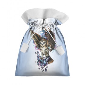 Подарочный 3D мешок с принтом сова в Курске, 100% полиэстер | Размер: 29*39 см | Тематика изображения на принте: owl | кристаллы | ночь | птица | сова | филин
