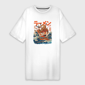 Платье-футболка хлопок с принтом Great Ramen off Kanagawa в Курске,  |  | kanagawa | ramen | аниме | большая волна в канагаве | рамен | рамен в канагаве