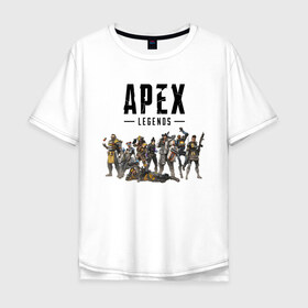 Мужская футболка хлопок Oversize с принтом Full Roster в Курске, 100% хлопок | свободный крой, круглый ворот, “спинка” длиннее передней части | apex | apex legends | legends | titanfall | titanfall apex legends | апекс | апекс ледженс | титанфол | титанфолл легендс