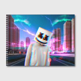 Альбом для рисования с принтом Marshmello Glitch в Курске, 100% бумага
 | матовая бумага, плотность 200 мг. | christopher | comstock | dj | dotcom | fortnite | friends | glitch | marshmallow | marshmello | usa | глитч | диджей | друзья | зефир | комсток | крис | мармелад | маршмэллоу | молнии | музыка | продюсер | сша | фортнайт | хаус | электро