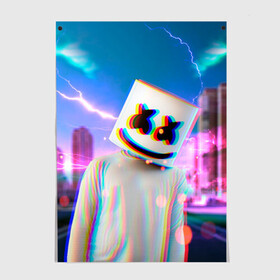 Постер с принтом Marshmello Glitch в Курске, 100% бумага
 | бумага, плотность 150 мг. Матовая, но за счет высокого коэффициента гладкости имеет небольшой блеск и дает на свету блики, но в отличии от глянцевой бумаги не покрыта лаком | christopher | comstock | dj | dotcom | fortnite | friends | glitch | marshmallow | marshmello | usa | глитч | диджей | друзья | зефир | комсток | крис | мармелад | маршмэллоу | молнии | музыка | продюсер | сша | фортнайт | хаус | электро