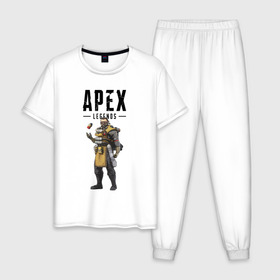Мужская пижама хлопок с принтом Caustic в Курске, 100% хлопок | брюки и футболка прямого кроя, без карманов, на брюках мягкая резинка на поясе и по низу штанин
 | apex | apex legends | caustic | legends | titanfall | titanfall apex legends | апекс | апекс ледженс | каустик | титанфол | титанфолл легендс
