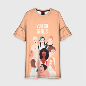 Детское платье 3D с принтом Вперед, девчонки в Курске, 100% полиэстер | прямой силуэт, чуть расширенный к низу. Круглая горловина, на рукавах — воланы | 8 марта | feminism | girl power | like a girl | venus | весна | женщины | международный женский день | подарок | феминизм