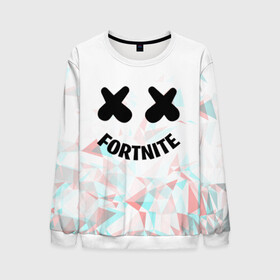 Мужской свитшот 3D с принтом FORTNITE x MARSHMELLO в Курске, 100% полиэстер с мягким внутренним слоем | круглый вырез горловины, мягкая резинка на манжетах и поясе, свободная посадка по фигуре | 2019 | dj | fortnite | game | glitch | marshmello | usa | америка | глитч | игра | клубная музыка | маршмелло | музыка | музыкант | ф | фортнайт