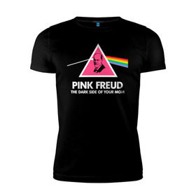 Мужская футболка премиум с принтом Pink Freud в Курске, 92% хлопок, 8% лайкра | приталенный силуэт, круглый вырез ворота, длина до линии бедра, короткий рукав | pink freud | sigmund freud | зигмунд фрейд | фрейд