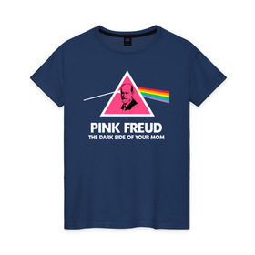 Женская футболка хлопок с принтом Pink Freud в Курске, 100% хлопок | прямой крой, круглый вырез горловины, длина до линии бедер, слегка спущенное плечо | Тематика изображения на принте: pink freud | sigmund freud | зигмунд фрейд | фрейд