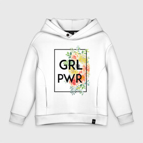 Детское худи Oversize хлопок с принтом GRL PWR в Курске, френч-терри — 70% хлопок, 30% полиэстер. Мягкий теплый начес внутри —100% хлопок | боковые карманы, эластичные манжеты и нижняя кромка, капюшон на магнитной кнопке | 8 марта | feminism | girl power | like a girl | venus | весна | женщины | международный женский день | подарок | феминизм