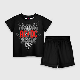 Детский костюм с шортами 3D с принтом AC DC в Курске,  |  | ac dc | acdc | группы | метал | музыка | рок | хард рок | эйси диси | эйсидиси