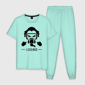 Мужская пижама хлопок с принтом APEX LEGENDS BLOODHOUND в Курске, 100% хлопок | брюки и футболка прямого кроя, без карманов, на брюках мягкая резинка на поясе и по низу штанин
 | 