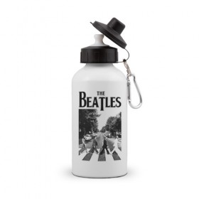 Бутылка спортивная с принтом The Beatles в Курске, металл | емкость — 500 мл, в комплекте две пластиковые крышки и карабин для крепления | beatles | the beatles | битлз | битлс | битлы | группы | джон леннон | джордж харрисон | легенды | музыка | пол маккартни | ринго старр | рок