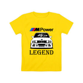 Детская футболка хлопок с принтом BMW Power LEGEND в Курске, 100% хлопок | круглый вырез горловины, полуприлегающий силуэт, длина до линии бедер | bmw | legend | motorsport | power | авто | автомобиль | бмв | бумер | бэха | крутая | легенда | машина | немецкое | тачка