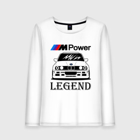 Женский лонгслив хлопок с принтом BMW Power LEGEND в Курске, 100% хлопок |  | bmw | legend | motorsport | power | авто | автомобиль | бмв | бумер | бэха | крутая | легенда | машина | немецкое | тачка