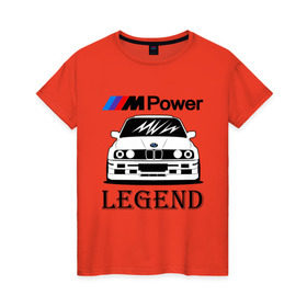 Женская футболка хлопок с принтом BMW Power LEGEND в Курске, 100% хлопок | прямой крой, круглый вырез горловины, длина до линии бедер, слегка спущенное плечо | bmw | legend | motorsport | power | авто | автомобиль | бмв | бумер | бэха | крутая | легенда | машина | немецкое | тачка
