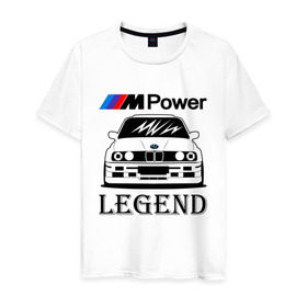 Мужская футболка хлопок с принтом BMW Power LEGEND в Курске, 100% хлопок | прямой крой, круглый вырез горловины, длина до линии бедер, слегка спущенное плечо. | bmw | legend | motorsport | power | авто | автомобиль | бмв | бумер | бэха | крутая | легенда | машина | немецкое | тачка