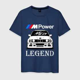 Мужская футболка хлопок с принтом BMW Power LEGEND в Курске, 100% хлопок | прямой крой, круглый вырез горловины, длина до линии бедер, слегка спущенное плечо. | bmw | legend | motorsport | power | авто | автомобиль | бмв | бумер | бэха | крутая | легенда | машина | немецкое | тачка