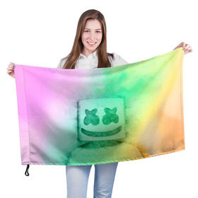Флаг 3D с принтом Marshmello в Курске, 100% полиэстер | плотность ткани — 95 г/м2, размер — 67 х 109 см. Принт наносится с одной стороны | 