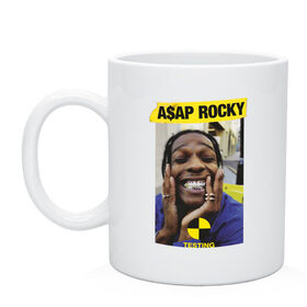 Кружка с принтом A$AP ROCKY в Курске, керамика | объем — 330 мл, диаметр — 80 мм. Принт наносится на бока кружки, можно сделать два разных изображения | Тематика изображения на принте: aap | asap | mob | rap | rocky | testing | асап | банда | моб | раким | реп | роки | рэп | рэпер | тестинг | эйсап | эсап