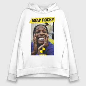 Женское худи Oversize хлопок с принтом ASAP ROCKY в Курске, френч-терри — 70% хлопок, 30% полиэстер. Мягкий теплый начес внутри —100% хлопок | боковые карманы, эластичные манжеты и нижняя кромка, капюшон на магнитной кнопке | aap | asap | mob | rap | rocky | testing | асап | банда | моб | раким | реп | роки | рэп | рэпер | тестинг | эйсап | эсап