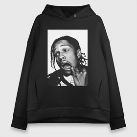 Женское худи Oversize хлопок с принтом ASAP ROCKY в Курске, френч-терри — 70% хлопок, 30% полиэстер. Мягкий теплый начес внутри —100% хлопок | боковые карманы, эластичные манжеты и нижняя кромка, капюшон на магнитной кнопке | aap | asap | mob | rap | rocky | testing | альбом | асап | банда | моб | раким | реп | роки | рэп | рэпер | тестинг | эйсап | эсап