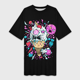 Платье-футболка 3D с принтом Мороженое Монстр в Курске,  |  | candy | ice cream | marshmallow | monster | monsters | oreo | sweets | zombie | зомби | леденец | леденцы | маршмеллоу | монстр | монстры | мороженое | орео | сладости