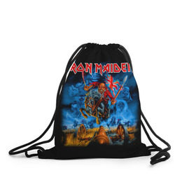 Рюкзак-мешок 3D с принтом Iron Maiden в Курске, 100% полиэстер | плотность ткани — 200 г/м2, размер — 35 х 45 см; лямки — толстые шнурки, застежка на шнуровке, без карманов и подкладки | heavy metal | iron maiden | metal | айрон мейден | группы | метал | музыка | рок | хеви метал