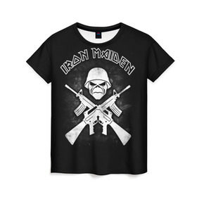Женская футболка 3D с принтом Iron Maiden в Курске, 100% полиэфир ( синтетическое хлопкоподобное полотно) | прямой крой, круглый вырез горловины, длина до линии бедер | heavy metal | iron maiden | metal | айрон мейден | группы | метал | музыка | рок | хеви метал