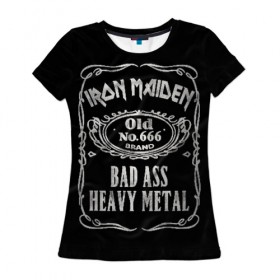 Женская футболка 3D с принтом Iron Maiden в Курске, 100% полиэфир ( синтетическое хлопкоподобное полотно) | прямой крой, круглый вырез горловины, длина до линии бедер | heavy metal | iron maiden | metal | айрон мейден | группы | метал | музыка | рок | хеви метал