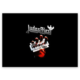 Поздравительная открытка с принтом Judas Priest в Курске, 100% бумага | плотность бумаги 280 г/м2, матовая, на обратной стороне линовка и место для марки
 | Тематика изображения на принте: judas priest | metal | rock | группы | метал | музыка | рок | хард рок | хэви метал