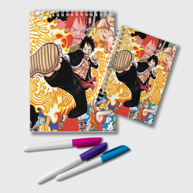 Блокнот с принтом One Piece в Курске, 100% бумага | 48 листов, плотность листов — 60 г/м2, плотность картонной обложки — 250 г/м2. Листы скреплены удобной пружинной спиралью. Цвет линий — светло-серый
 | anime | asian | asiatic | big | cat | crow | giant | hat | huge | japonese | karasu | kyojin | manga | neko | one piece | oppai | oriental | power | powerful | tophat | weapon | woma | аниме | манга | япония